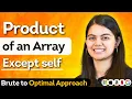 Product of Array Except Self Brute to Optimal Solution Leetcode 238