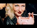 ASMR Smoking Relaxation with Mature Blonde Glossy Lips Cute Pig Ashtray