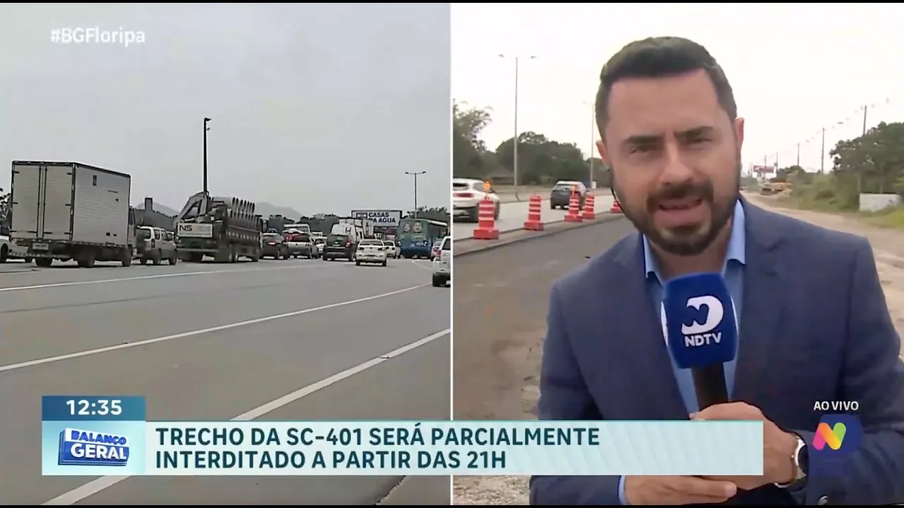Atenção motoristas: interdição parcial na SC-401 a partir das 21h
