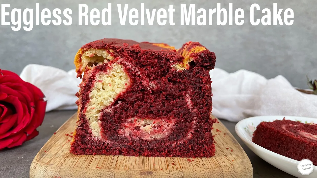 Eggless RED VELVET MARBLE CAKE   Eggless red velvet cake  Eggless Marble cake   Red velvet loaf cake