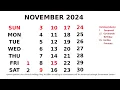 Calendar November 2024