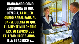 AL VER AL MILLONARIO, LA VENDEDORA QUEDÓ PARALIZADA AL DARSE CUENTA DE QUE ERA SU ESPOSO FALLECIDO..