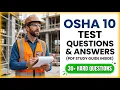 2026 OSHA 10 Exam Secrets Study Guide Questions and Answers PDF for Certification