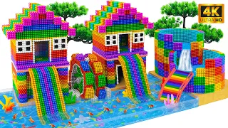 ASMR 2 x SPEED! 🌈 Building a RAINBOW MAGNETIC HAMSTER CASTLE with Pool & Slide! 🐹✨