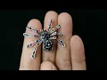 Punk Style Red Crystal Accent Black Spider Brooches Pins Halloween Costume Jewelry