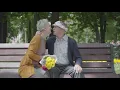 Old couple are kissing