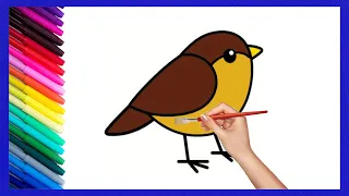 sparrow drawing painting and coloring for kids and toddlers draw sparrow sparrow chiriya birds