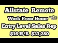 Allstate Entry Level Sales Rep Remote Home Based Worker