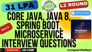 Core Java Java 8 Spring Boot Microservice Interview Questions Persistent System L2 Round