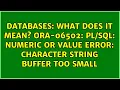 What does it mean ORA-06502 numeric or value error character string buffer too small