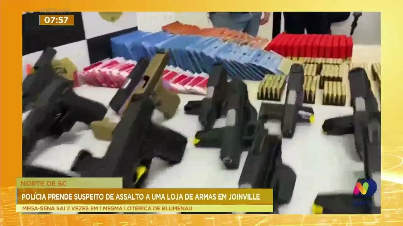 Polícia prende suspeito de assalto a uma loja de armas em Joinville