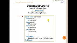 Visual Basic Decision Structure Select Case Introduction