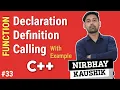 Function Declaration Definition Calling With Example In C Explain In Hindi By Nirbhay Kaushik