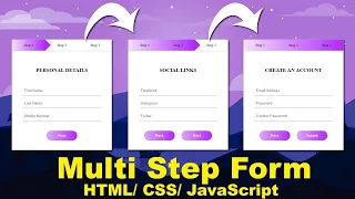 Multi Step Form with Step Progress Bar in HTML CSS JavaScript Multi Step Registration Form HTML