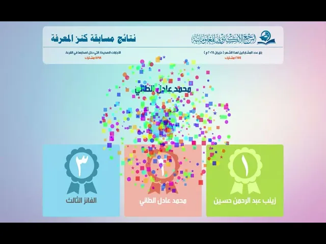 ⁣نتائج مسابقة كنز المعرفة لشهر حزيران 2025