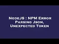 NodeJS NPM Error Parsing Json Unexpected Token