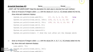 ArrayList Exercise