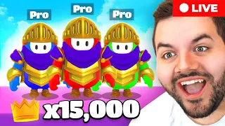 ????LIVE - 25 FALL GUYS WIN STREAK IN 1 STREAM! 3 PROS WITH 20,000 CROWN WINS!