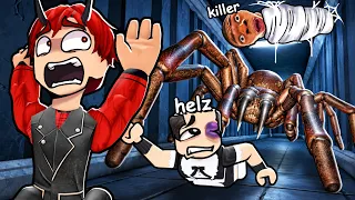 3 IDIOTAS tentando sobreviver a ARANHA CAÇADORA no roblox