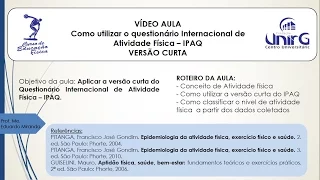 Como utilizar o questionário Internacional de Atividade Física   IPAQ   VERSÃO CURTA