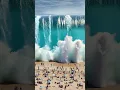 Download Lagu 🌊 Tsunami wave crashes onto the beach