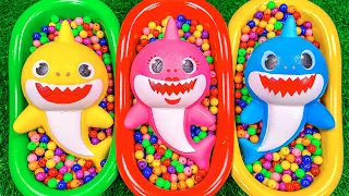 4 Minutes Satisfying Video | Mixing Funny Candy ASMR & Make Up in 3 Bathtubs with Color M&M's Slime