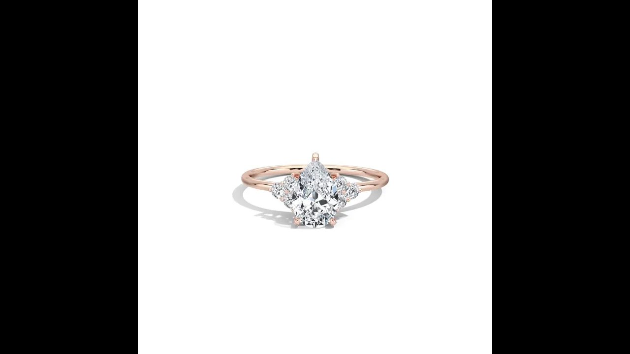 Juliette丨1CT Pear Cut Lab Grown Diamond Cluster Ring with Round Accents in 14K Gold/Platinum