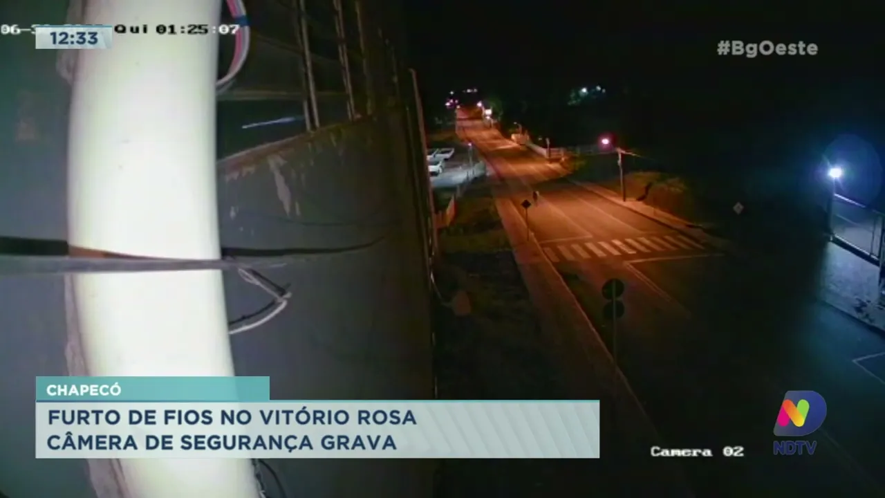 Câmera de segurança grava furto de fios no Vitório Rosa em Chapecó