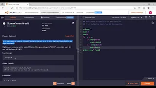 Coding Ninjas CodeZen Sum of Even Odd Solution