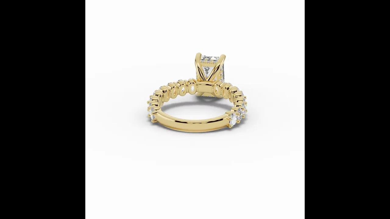 Emerald Cut Aurielle Crown Engagement Ring