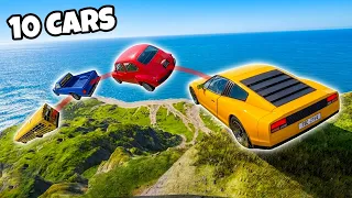I Dropped 10 Cars Off the TALLEST Mountain (Beamng Drive)