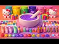 ASMR DIY слайм видео 🌈 Радужный Хелло Китти слайм с косметикой, тенями, уходом, торт и блёстками