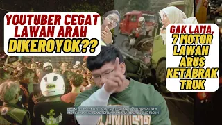 Youtuber Cegat Lawan Arah Malah Dikeroyok?? Eh Kejadian 7 Motor Dihantam Truk Karena Lawan Arus!!