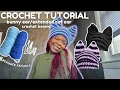 CROCHET TUTORIAL CROCHET EXTENDED CAT EAR BEANIE CROCHET CAT BEANIE CROCHET BUNNY BEANIE