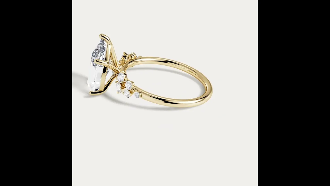 Sloane丨Pear Lab Diamond Engagement Ring with Floral Diamond Cluster Accents