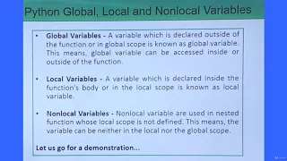 Tutorial 16 - Python Global Local And Nonlocal variables