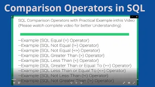 7 Comparison Operators in SQL SQL Comparison Operators SQL Tutorial
