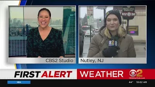 Snow falls after rainy morning in Nutley N J