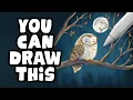 You Can Draw This Cozy Owl in Moonlight Procreate Drawing Tutorial