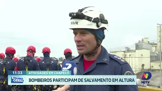 Treinamento do Corpo de Bombeiros movimenta elevado do bairro Efapi