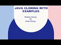 Java Cloning Shallow Cloning VS Deep Cloning