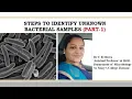 STEPS IN THE IDENTIFICATION OF UNKNOWN BACTERIAL SAMPLE