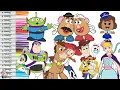 Disney Pixar Toy Story Coloring Book Compilation Woody Buzz Forky Mr Potato Head Alien Bo Peep