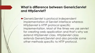 Difference Between GenericServlet and HttpServlet