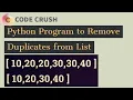 Python Program To Remove Duplicates From List Remove Duplicates Membership operators
