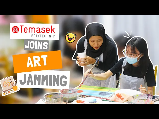 Temasek Polytechnic participants paint together