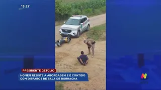 Presidente Getúlio: homem resiste a abordagem e é contido com disparos de bala de borracha