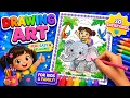 Cute Elephant Coloring Page Drawing Art for Kids Learn Colors Have Fun