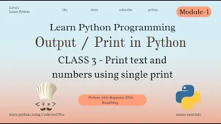 Learn Python Programming Output Print in Python Class 3 - Print Text Numbers Together
