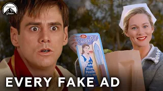 Every Time Jim Carrey Spots a Fake Ad The Truman Show Paramount Movies